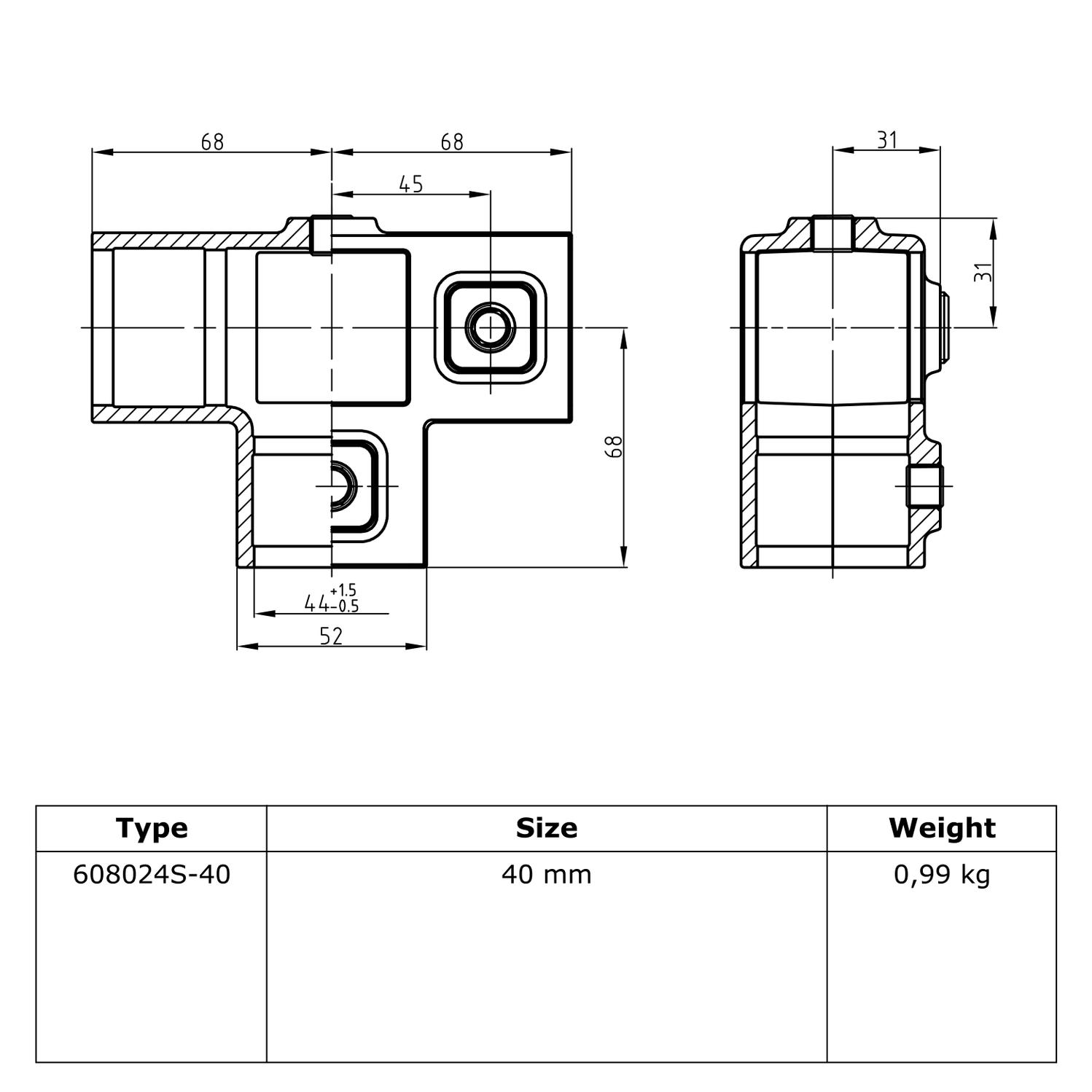 Rohrverbinder T-Stück für Stützrohr - quadratisch - 25 mm Rohrverbinder T-Stück für Stützrohr - quadratisch - 25 mm