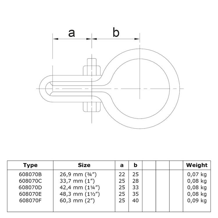 Doos Gaasbevestigingsclip enkel-B / 26,9 mm (160 stuks)