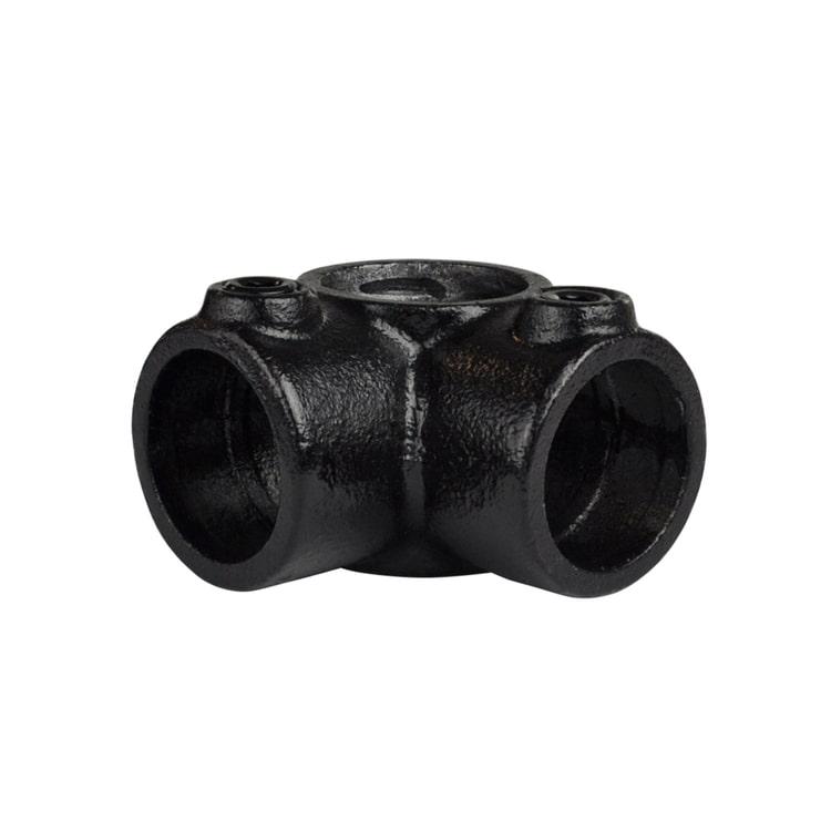 Karton Rohrverbinder Eckstück durchgehend - Schwarz-E / 48,3 mm (20 Stück)