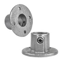 Karton Rohrverbinder Fußplatte rund durchgehend-A / 21,3 mm (100 Stück)