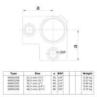 Karton Rohrverbinder Eckstück durchgehend - Schwarz-E / 48,3 mm (20 Stück)