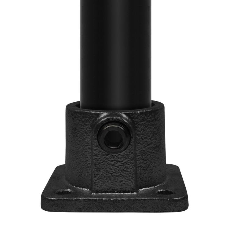 Rohrverbinder Quadratische Fußplatte durchgehend - Schwarz-E / 48,3 mm