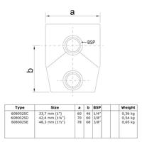 Buiskoppeling Kort T-stuk - variabele hoek 0° - 11°-E / 48,3 mm