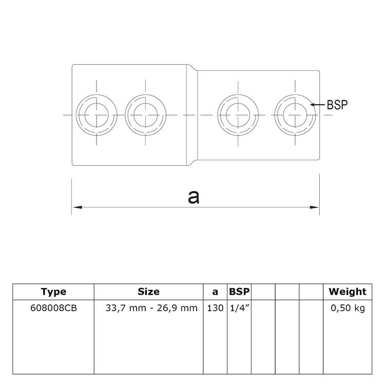Buiskoppeling Koppelstuk - verloop-CB / 33,7mm - 26,9mm