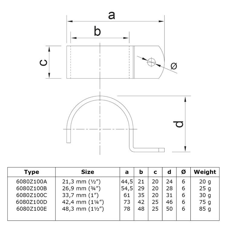 Karton Rohrschelle - Schwarz-E / 48,3 mm (80 Stück)