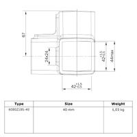 Doos Drieweg kniestuk 90° - zwart - vierkant - 40 mm (10 stuks)
