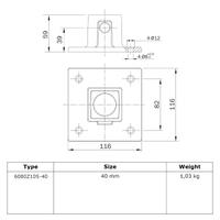 Doos Vierkante voetplaat - zwart - vierkant - 40 mm (25 stuks)