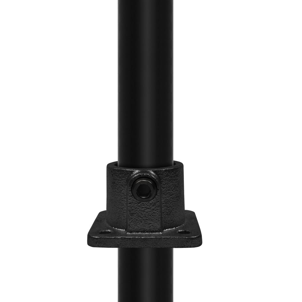 Rohrverbinder Quadratische Fußplatte durchgehend - Schwarz-E / 48,3 mm