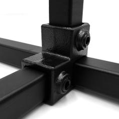 Karton Rohrverbinder Eckstück durchgehend – schwarz – quadratisch - 25 mm (70 Stück)