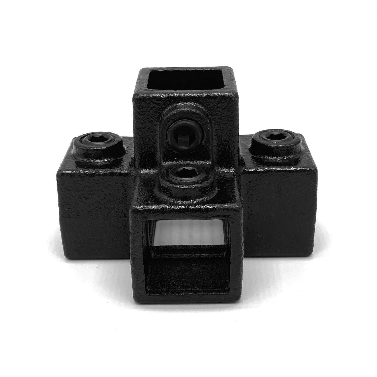 Rohrverbinder Kreuzstück für Stützrohr – Schwarz – quadratisch - 25 mm
