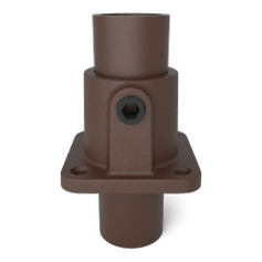 Buiskoppeling Vierkante voetplaat met doorloop - vintage bruin