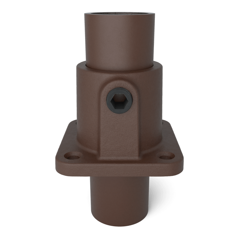 Buiskoppeling Vierkante voetplaat met doorloop - vintage bruin-B / 26,9 mm