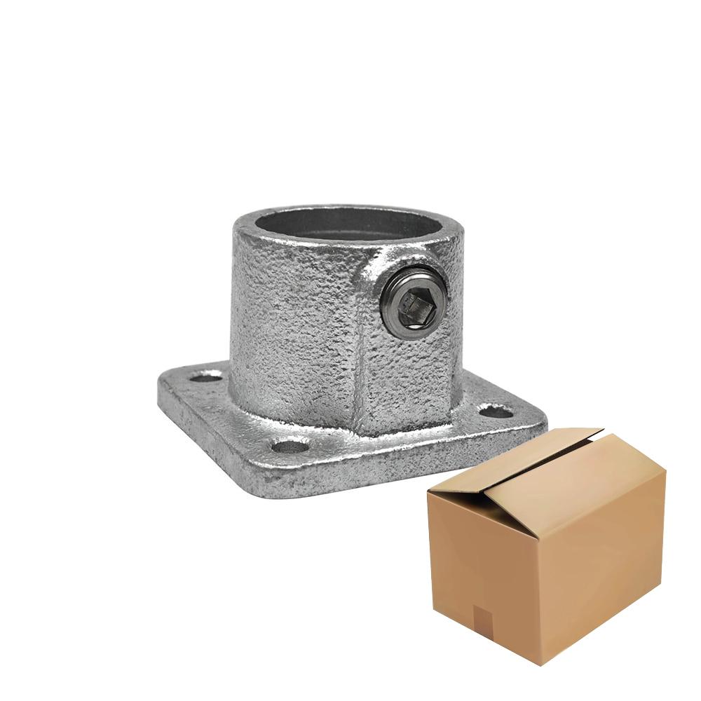 Karton Rohrverbinder Quadratische Fußplatte durchgehend-C / 33,7 mm (50 Stück)