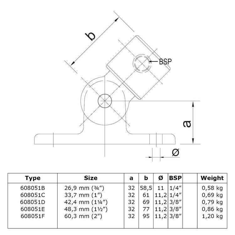 Rohrverbinder Gelenkfuß-E / 48,3 mm Rohrverbinder Gelenkfuß-E / 48,3 mm