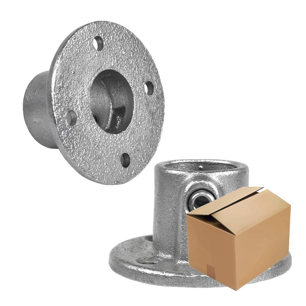 Karton Rohrverbinder Fußplatte rund durchgehend-A / 21,3 mm (100 Stück)