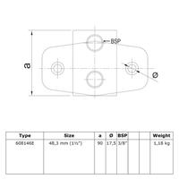 Karton Rohrverbinder Wandhalter horizontal extra schwer-D / 42,4 mm (15 Stück)