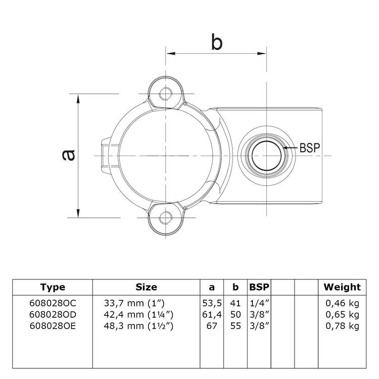 Doos Open klapbaar kruisstuk 90°-C / 33,7 mm (50 stuks)